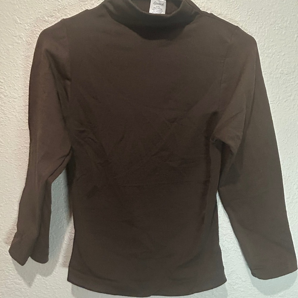 Spark Turtleneck Top Long‎ Sleeve Layering Tee Basic Brown L/XL